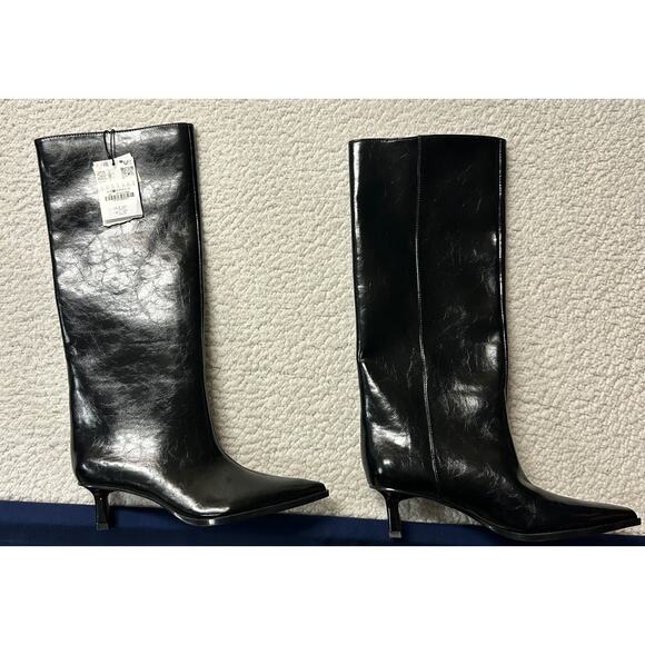 NWT* Zara Kitten Heel High Boots Size 6.5 - Picture 1 of 4